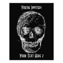 Skull, in White. Personalized Invitations