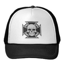 Skull & Iron Cross: Vector Drawing: Mesh Hat