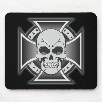 Skull Iron Cross Vector Drawing Mousemats by spiritswitchboard