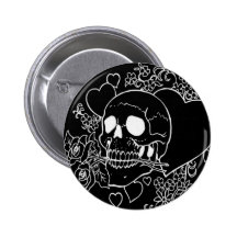 Skull Love - Skulls, Roses and Hearts by Al Rio Buttons