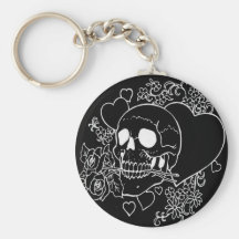 Skull Love - Skulls, Roses and Hearts by Al Rio Keychains