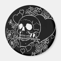 Skull Love - Skulls, Roses and Hearts by Al Rio Magnets