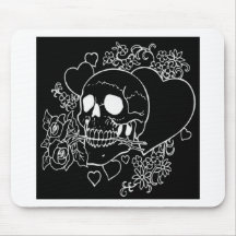 Skull Love - Skulls, Roses and Hearts by Al Rio Mouse Pads
