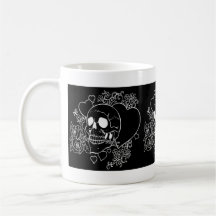 Skull Love - Skulls, Roses and Hearts by Al Rio Coffee Mugs