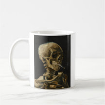 Skull of a Skeleton with a Burning Cigarette by Va Coffee Mugs