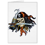 Skull Pirate with Sword and Hook by Al Rio Greeting Cards