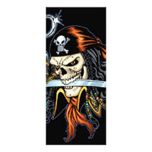Skull Pirate with Sword and Hook by Al Rio Personalized Announcements