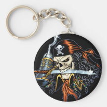 Skull Pirate with Sword and Hook by Al Rio Keychains