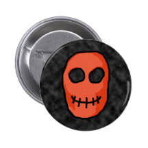 Skull Red and black. Primitive Style. Button