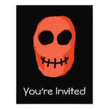 Skull Red and black. Primitive Style. Custom Invitation