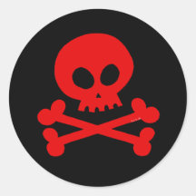 Skull (red) round sticker