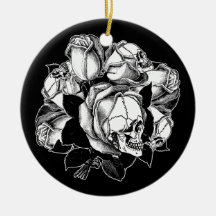 Skull Roses Christmas Ornament