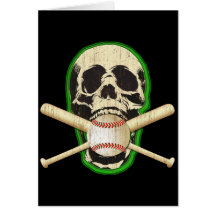 SKULL WITH BASEBALL AND BATS CARDS