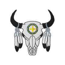 Skull with feathers