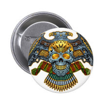 Skull with Guns and Bullets by Al Rio Buttons