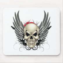 Skull with Wings and Guitars Mouse Pads