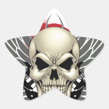 Skull with Wings and Guitars Stickers