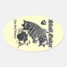 SkullGuitar2 卵形シールステッカー