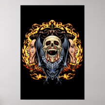 Skulls, Vampires and Bats Gothic Design by Al Rio Posters
