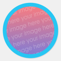 sky blue photo frame round sticker