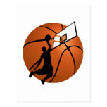Slam Dunk Basketball Player w/Hoop on Ball Postcards