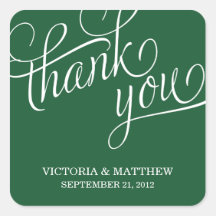 SLANTED | WEDDING THANK YOU LABEL SQUARE STICKER
