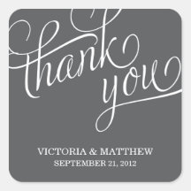SLANTED | WEDDING THANK YOU LABEL SQUARE STICKER