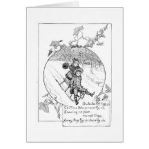 Sledding Downhill, Greeting Card