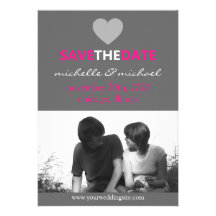 Sleek Save The Date Announcement (Hot Pink)