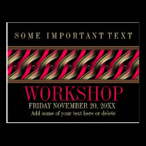 Sleek Stylish Black+Pink Workshop Invitation postcards