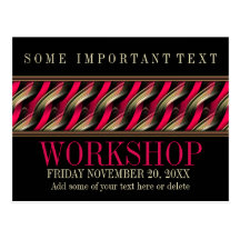Sleek Stylish Black+Pink Workshop Invitation Postcard