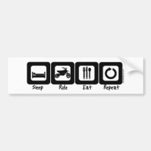 Sleep Ride Eat Repeat Bumper Stickers