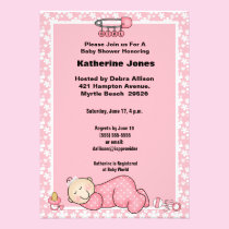 Sleeping Baby Girl Shower Invitation invitations