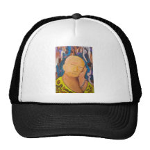 Sleeping Buddha (naive expressionism portrait) Mesh Hats