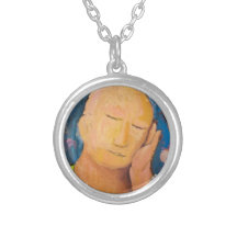 Sleeping Buddha (naive expressionism portrait) Custom Necklace
