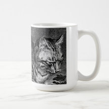 Sleeping Cat Etching Coffee Mug