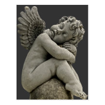 Sleeping Cherub Angel Sculpture Post Card.