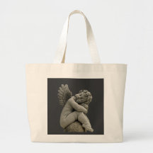 Sleeping Cherub Angel Sculpture Tote Back. Bag