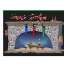 SLEEPING ELVES in STOCKINGS by SHARON SHARPE Post Cards