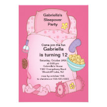 Sleepover Birthday Party Personalized Invite