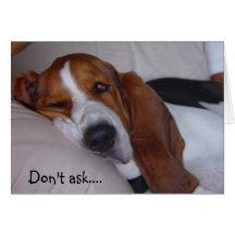 Sleepy Basset Hound Card
