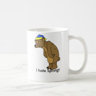 Sleepy Bear, I hate Spring! Basic White Mug