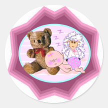 Sleepy Girl Baby Gifts Round Sticker