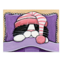 Sleepy Head - Cat Postcard