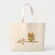 Sleepy Owl in Tree Canvas Bag
