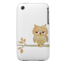 Sleepy Owl in Tree Case iPhone 3 Cover