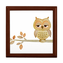 Sleepy Owl in Tree Gift Box