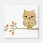 Sleepy Owl in Tree Magnet