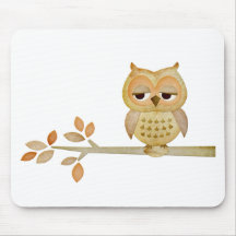 Sleepy Owl in Tree Mousepads
