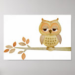 Sleepy Owl in Tree Poster